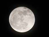 Měsíc v úplňku, fáze 100%, stáří 15,64 dní. Fotografováno v Praze 10 - Strašnicích, 8. února 2012.